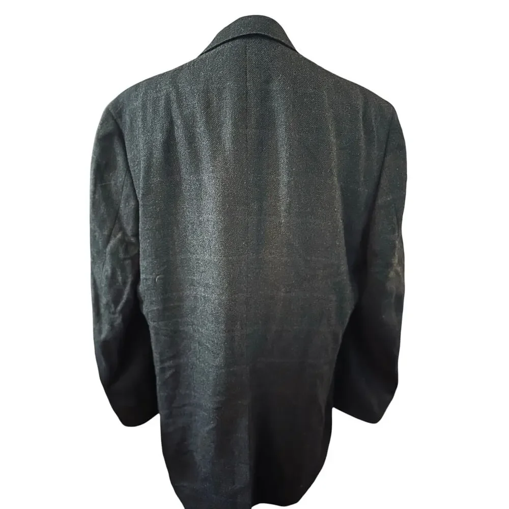 Tommy Hilfiger Three Button 100% Wool Blazer, Charcoal Tweed Detail, 44 Long